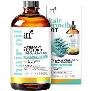 Organic Rosemary & Castor Hair Growth Oil + Scalp Massager Set